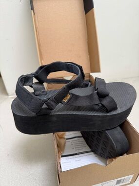 Black Teva Platform Sandals size W8